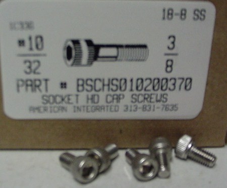 #10-32X3/8 SOCKET HEAD CAP SCREW 18-8 STAINLESS STEEL