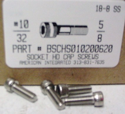 #10-32X5/8 SOCKET HEAD CAP SCREW 18-8 STAINLESS STEEL