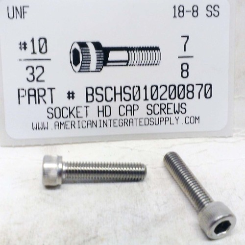 #10-32X7/8 SOCKET HEAD CAP SCREW 18-8 STAINLESS STEEL