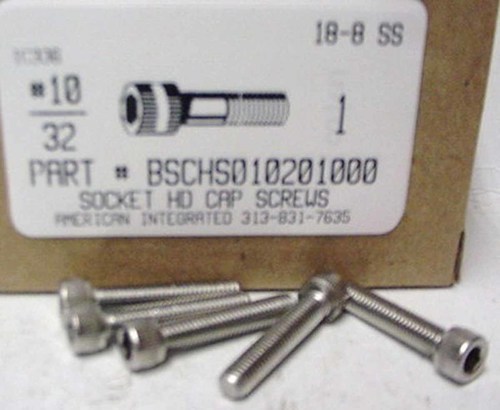#10-32X1 SOCKET HEAD CAP SCREW 18-8 STAINLESS STEEL