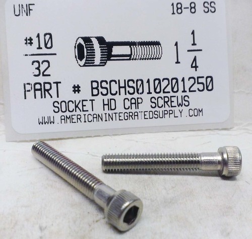 #10-32X1-1/4 SOCKET HEAD CAP SCREW 18-8 STAINLESS STEEL