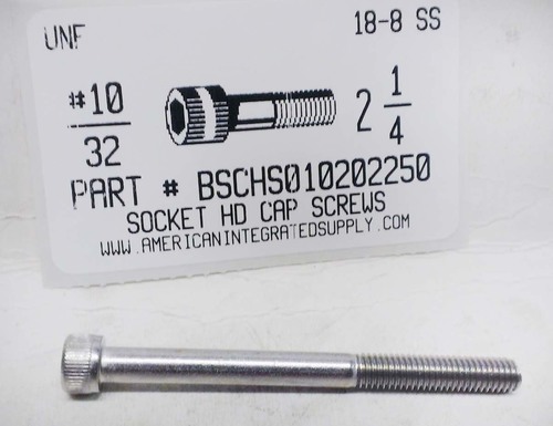 #10-32X2-1/4 SOCKET HEAD CAP SCREW 18-8 STAINLESS STEEL
