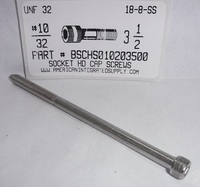 #10-32X3-1/2 SOCKET HEAD CAP SCREW 18-8 STAINLESS STEEL