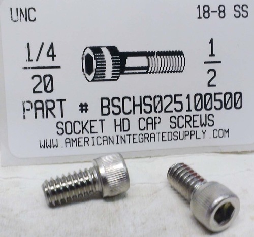 1/4-20X1/2 SOCKET HEAD CAP SCREW 18-8 STAINLESS STEEL