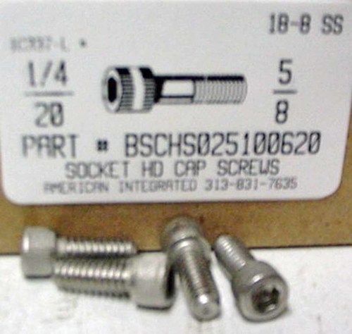 1/4-20X5/8 SOCKET HEAD CAP SCREW 18-8 STAINLESS STEEL