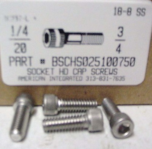 1/4-20X3/4 SOCKET HEAD CAP SCREW 18-8 STAINLESS STEEL