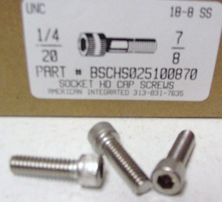 1/4-20X7/8 SOCKET HEAD CAP SCREW 18-8 STAINLESS STEEL