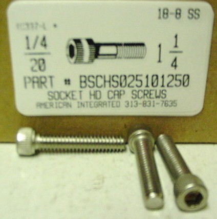 1/4-20X1-1/4 SOCKET HEAD CAP SCREW 18-8 STAINLESS STEEL