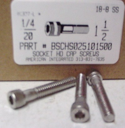 1/4-20X1-1/2 SOCKET HEAD CAP SCREW 18-8 STAINLESS STEEL