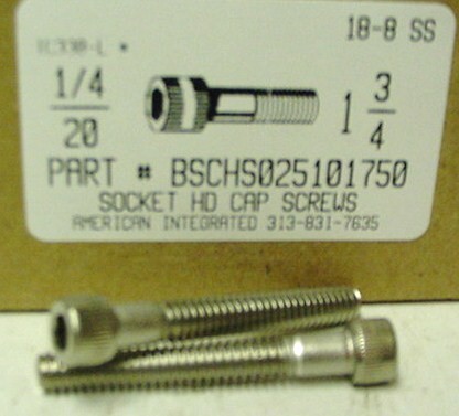 1/4-20X1-3/4 SOCKET HEAD CAP SCREW 18-8 STAINLESS STEEL