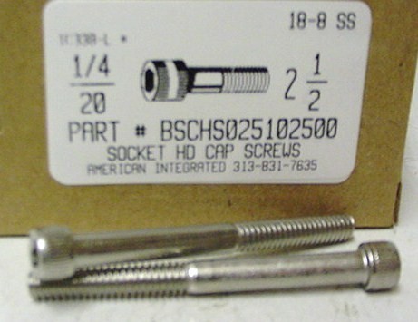 1/4-20X2-1/2 SOCKET HEAD CAP SCREW 18-8 STAINLESS STEEL