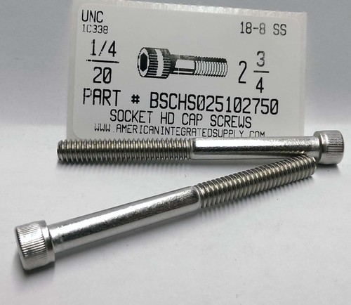 1/4-20X2-3/4 SOCKET HEAD CAP SCREW 18-8 STAINLESS STEEL