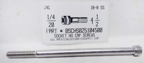 1/4-20X4-1/2 SOCKET HEAD CAP SCREW 18-8 STAINLESS STEEL