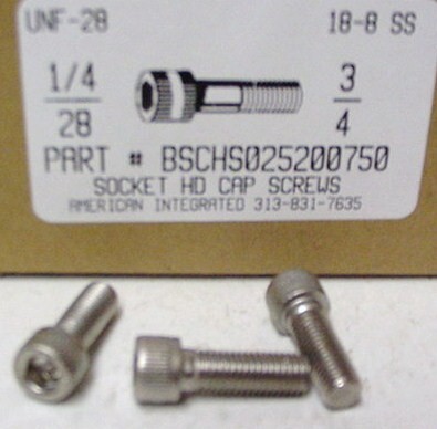 1/4-28X3/4 SOCKET HEAD CAP SCREW 18-8 STAINLESS STEEL