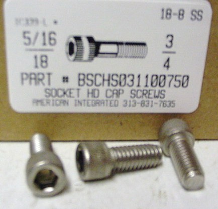 5/16-18X3/4 SOCKET HEAD CAP SCREW 18-8 STAINLESS STEEL
