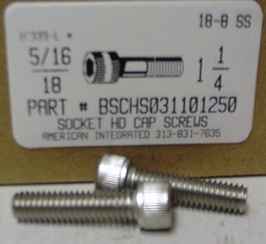 5/16-18X1-1/4 SOCKET HEAD CAP SCREW 18-8 STAINLESS STEEL