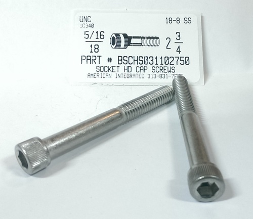 5/16-18X2-3/4 SOCKET HEAD CAP SCREW 18-8-SS