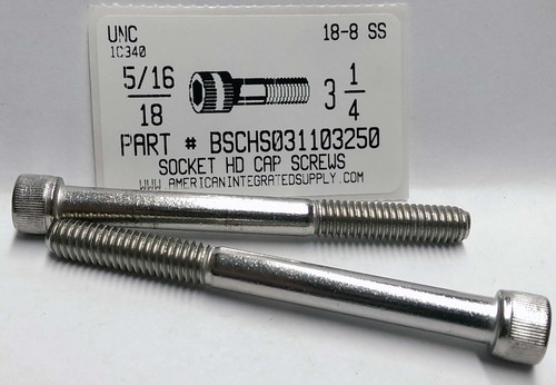 5/16-18X3-1/4 SOCKET HEAD CAP SCREW 18-8 STAINLESS STEEL