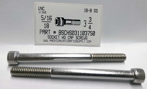 5/16-18X3-3/4 SOCKET HEAD CAP SCREW 18-8 STAINLESS STEEL