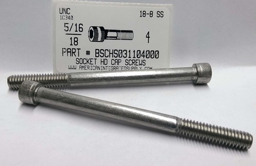 5/16-18X4 SOCKET HEAD CAP SCREW 18-8 STAINLESS STEEL