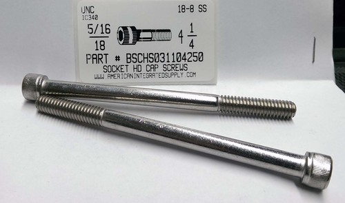5/16-18X4-1/4 SOCKET HEAD CAP SCREW 18-8 STAINLESS STEEL