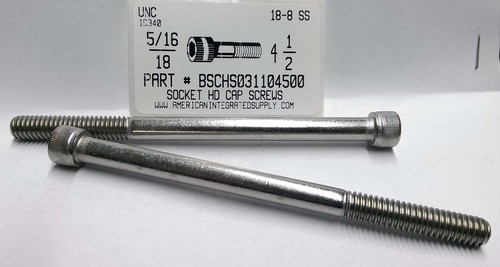 5/16-18X4-1/2 SOCKET HEAD CAP SCREW 18-8 STAINLESS STEEL