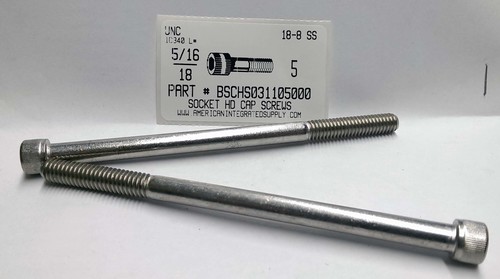 5/16-18X5 SOCKET HEAD CAP SCREW 18-8 STAINLESS STEEL
