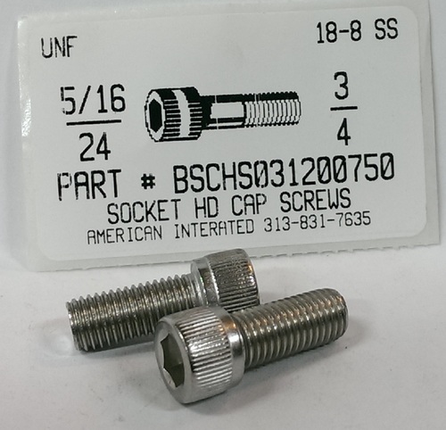 5/16-24X3/4 SOCKET HEAD CAP SCREW 18-8 STAINLESS STEEL