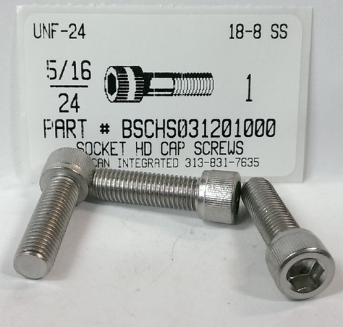 5/16-24X1 SOCKET HEAD CAP SCREW 18-8 STAINLESS STEEL