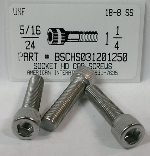 5/16-24X1-1/4 SOCKET HEAD CAP SCREW 18-8 STAINLESS STEEL
