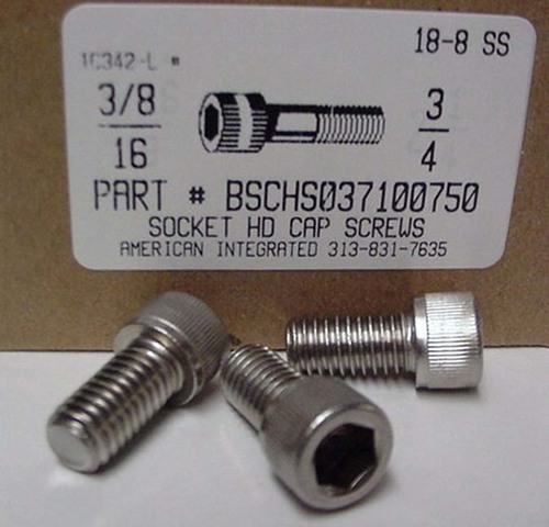 3/8-16X3/4 SOCKET HEAD CAP SCREW 18-8 STAINLESS STEEL