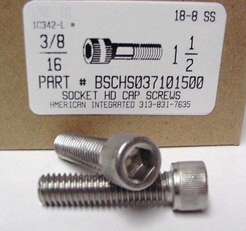3/8-16X1-1/2 SOCKET HEAD CAP SCREW 18-8 STAINLESS STEEL