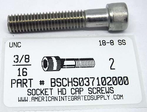 3/8-16X2 SOCKET HEAD CAP SCREW 18-8 STAINLESS STEEL