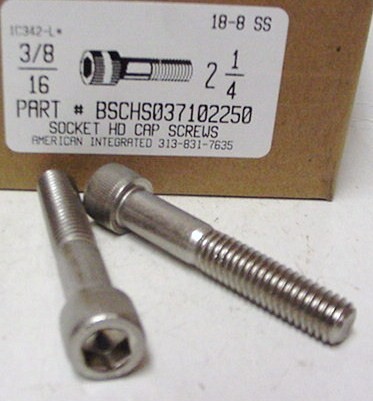 3/8-16X2-1/4 SOCKET HEAD CAP SCREW 18-8 STAINLESS STEEL