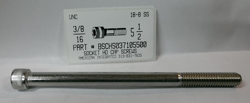 3/8-16X5-1/2 SOCKET HEAD CAP SCREW 18-8 STAINLESS STEEL