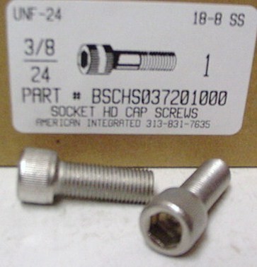 3/8-24X1 SOCKET HEAD CAP SCREW 18-8 STAINLESS STEEL