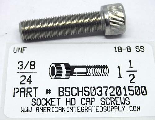 3/8-24X1-1/2 SOCKET HEAD CAP SCREW 18-8 STAINLESS STEEL