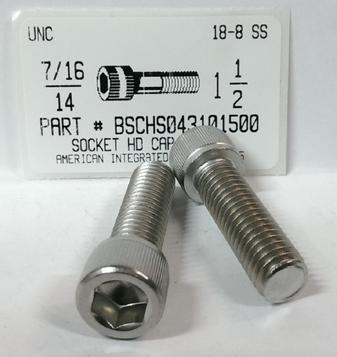 7/16-14X1-1/2 SOCKET HEAD CAP SCREW 18-8 STAINLESS STEEL