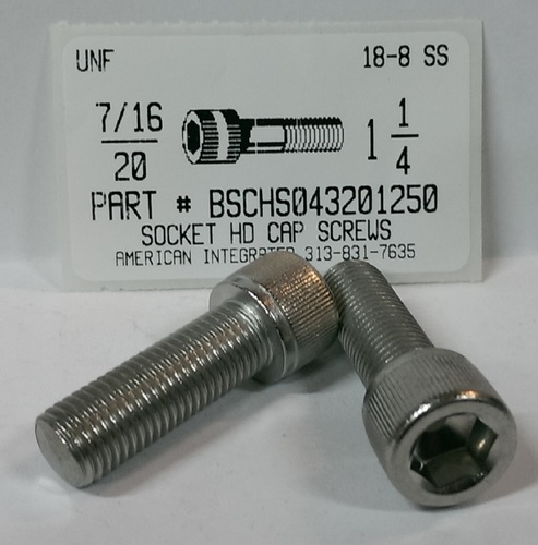 7/16-20X1-1/4 SOCKET HEAD CAP SCREW 18-8 STAINLESS STEEL