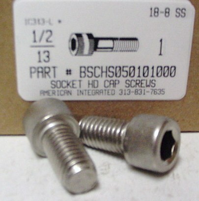 1/2-13X1 SOCKET HEAD CAP SCREW 18-8 STAINLESS STEEL