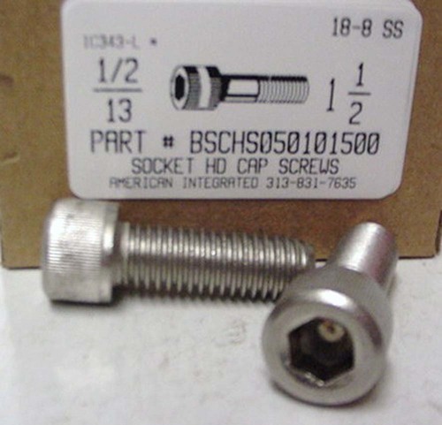 1/2-13X1-1/2 SOCKET HEAD CAP SCREW 18-8 STAINLESS STEEL