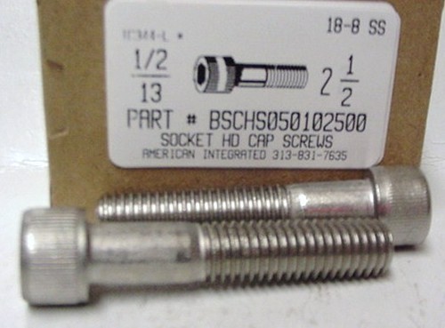 1/2-13X2-1/2 SOCKET HEAD CAP SCREW 18-8 STAINLESS STEEL
