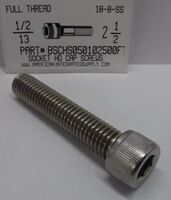 1/2-13X2-1/2 SOCKET HEAD CAP SCREW FULL THREAD 18-8 STAINLESS STEEL