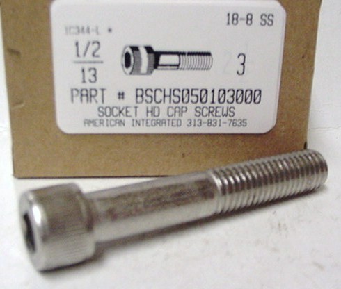 1/2-13X3 SOCKET HEAD CAP SCREW 18-8 STAINLESS STEEL