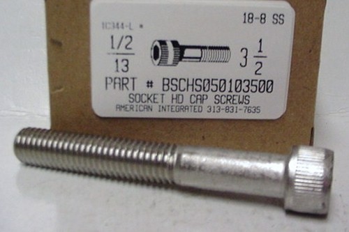 1/2-13X3-1/2 SOCKET HEAD CAP SCREW 18-8 STAINLESS STEEL