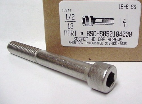 1/2-13X4 SOCKET HEAD CAP SCREW 18-8 STAINLESS STEEL