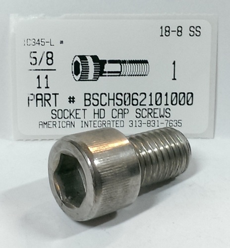 5/8-11X1 SOCKET HEAD CAP SCREW 18-8 STAINLESS STEEL