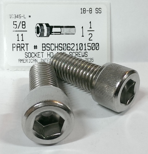 5/8-11X1-1/2 SOCKET HEAD CAP SCREW 18-8 STAINLESS STEEL