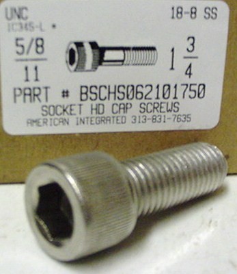 5/8-11X1-3/4 SOCKET HEAD CAP SCREW 18-8 STAINLESS STEEL