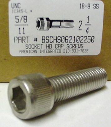 5/8-11X2-1/4 SOCKET HEAD CAP SCREW 18-8 STAINLESS STEEL